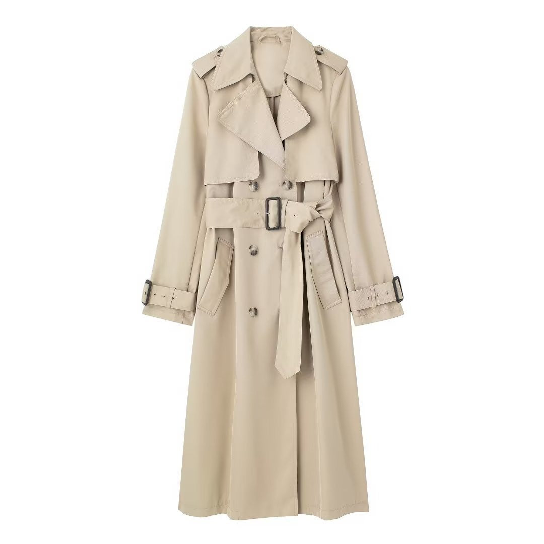 Classic Double Breasted Women's Long Coat - Nocini