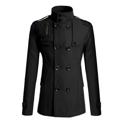 Classic Fit Double Breasted Wool Overcoat - Nocini