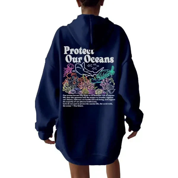 Relaxed Fit Women's Hoodie with Graphic Back Print