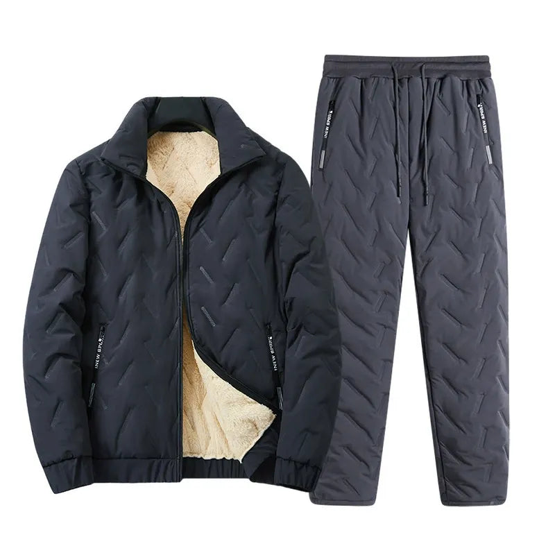 Men's Quilted Sheepskin Coat and Pants Set