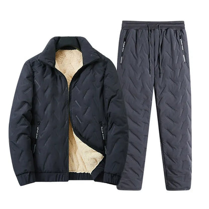 Men's Quilted Sheepskin Coat and Pants Set