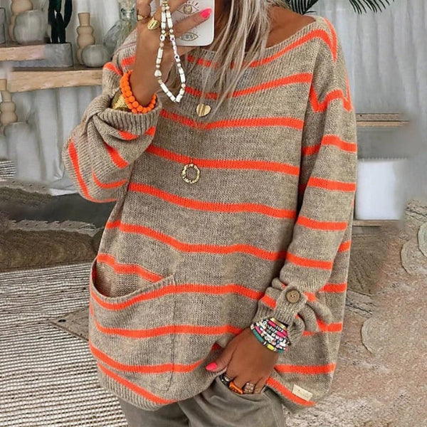 Cozy Women's Striped Knit Sweater - Nocini