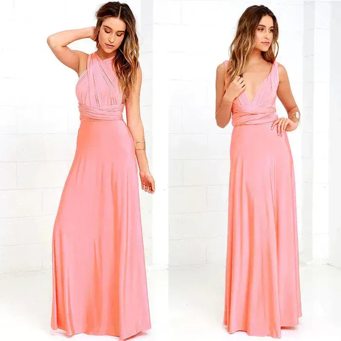 Elegant V-Neck Wrap Maxi Dress for Women
