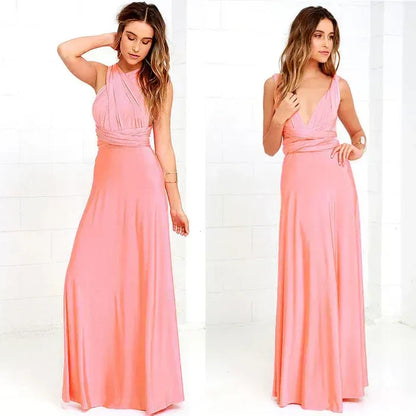Elegant V-Neck Wrap Maxi Dress for Women