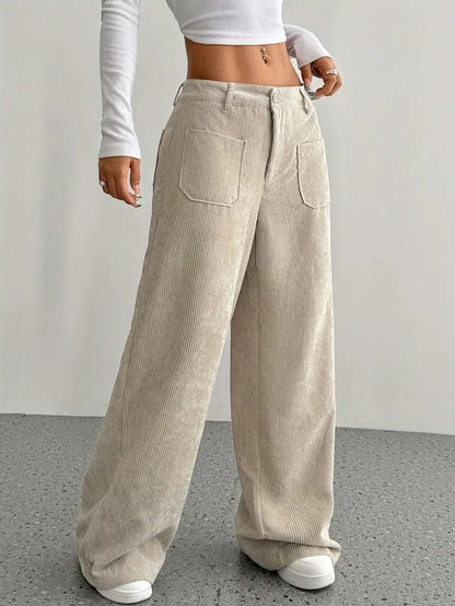 Warm Corduroy Wide Leg Womens Pants