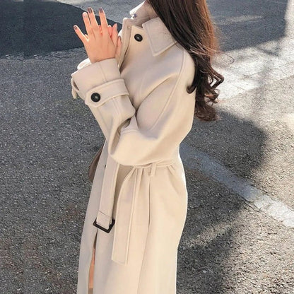 Classic Double Breasted Long Wool Coat