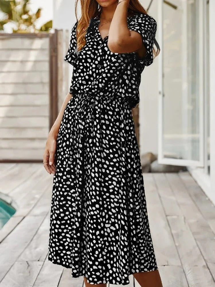 Casual Midi Dress for Women with Button Front