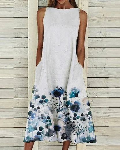 Loose Fit Summer Dress with Floral Pattern - Nocini