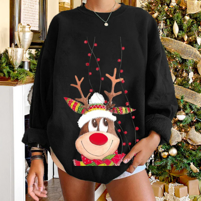 Cozy Women's Reindeer Sweater Relaxed Fit - Nocini
