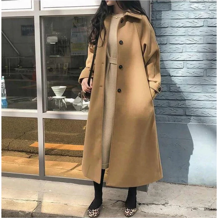Classic Double Breasted Long Wool Coat - Nocini