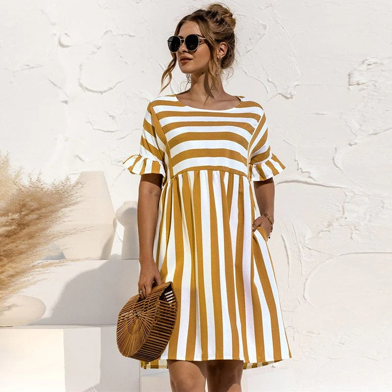 Casual Striped A-Line Dress for Women