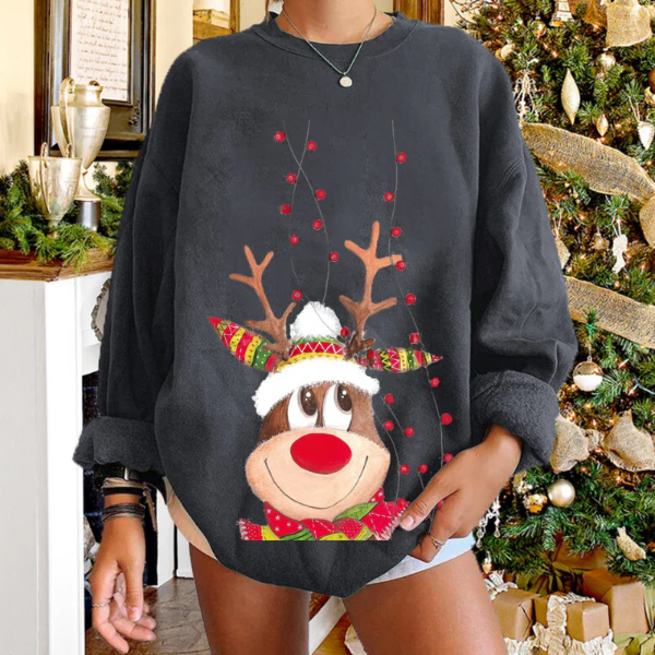 Cozy Women's Reindeer Sweater Relaxed Fit