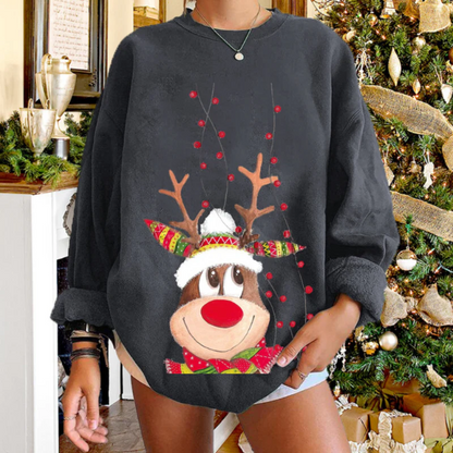 Cozy Women's Reindeer Sweater Relaxed Fit