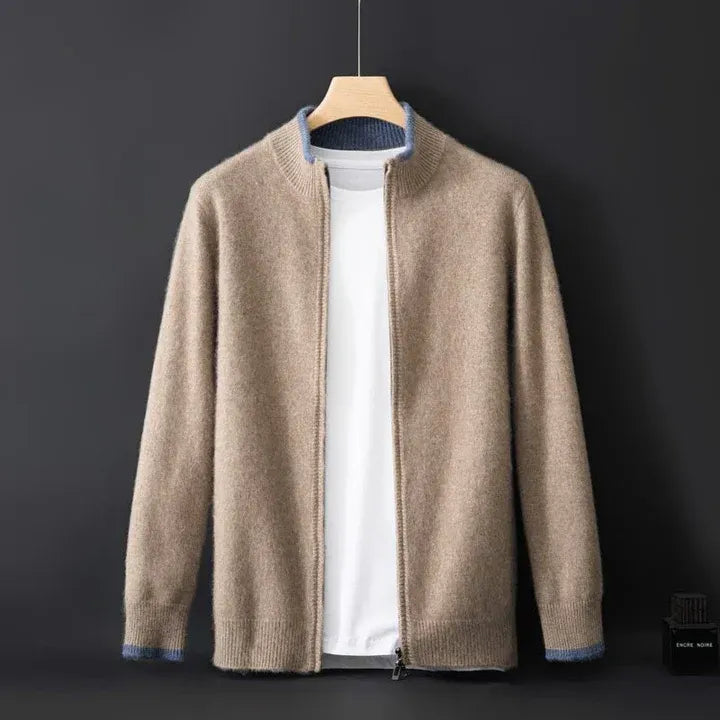Classic Fit Men's Wool Zip Up Jacket - Nocini