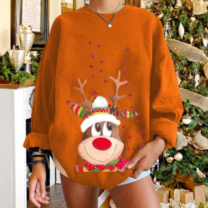 Cozy Women's Reindeer Sweater Relaxed Fit