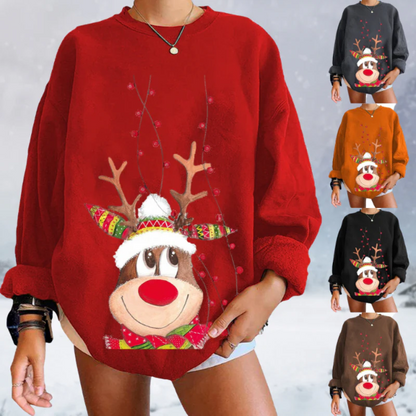 Cozy Women's Reindeer Sweater Relaxed Fit