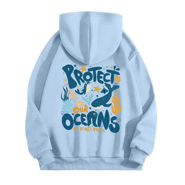 Relaxed Fit Women's Hoodie with Graphic Back Print