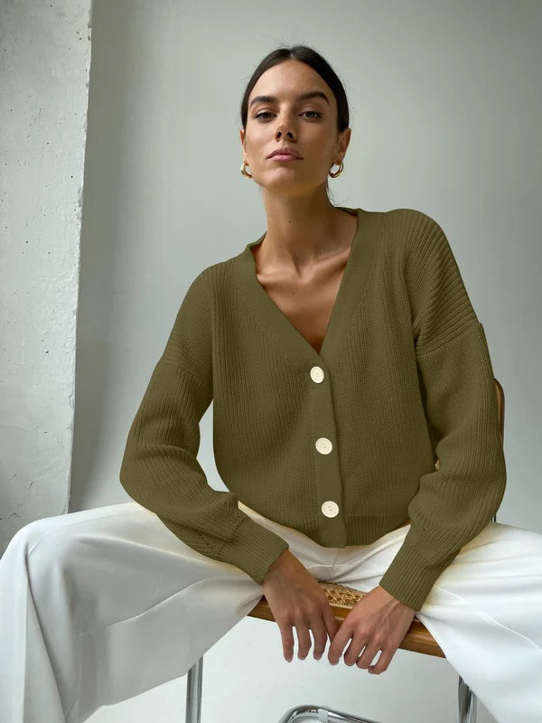 Cozy Women's V-Neck Button Cardigan Sweater