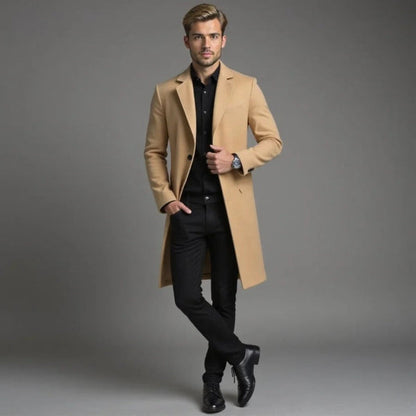 Slim Fit Mens Long Wool Coat