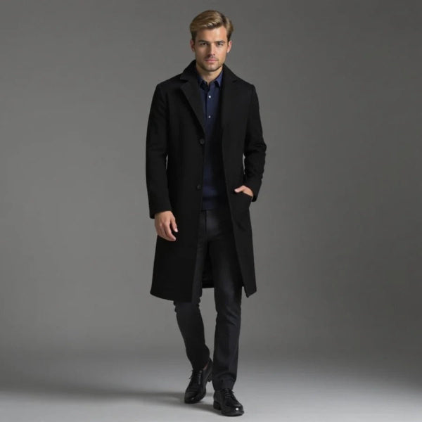Slim Fit Mens Long Wool Coat - Nocini
