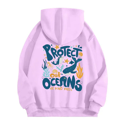 Relaxed Fit Women's Hoodie with Graphic Back Print