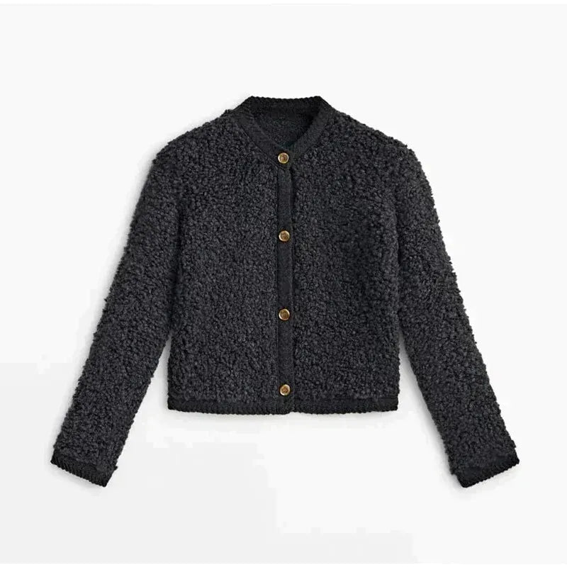Cozy Women's Teddy Jacket with Button Front