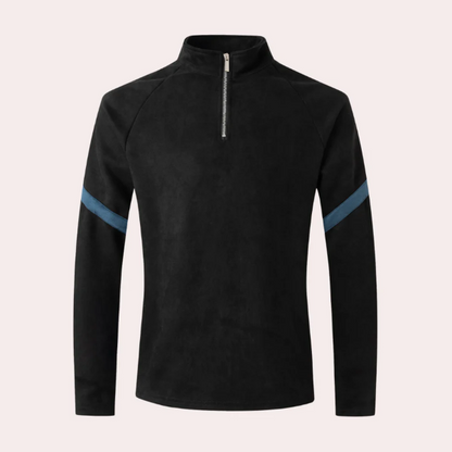 Casual Men's Pullover Sweater with Striped Arms