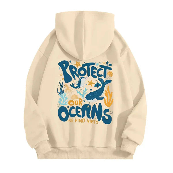 Relaxed Fit Women's Hoodie with Graphic Back Print