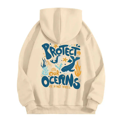 Relaxed Fit Women's Hoodie with Graphic Back Print