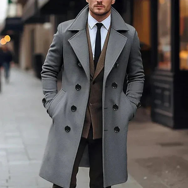 Classic Double Breasted Wool Mens Coat