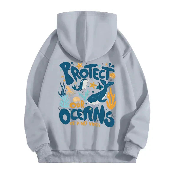 Relaxed Fit Women's Hoodie with Graphic Back Print