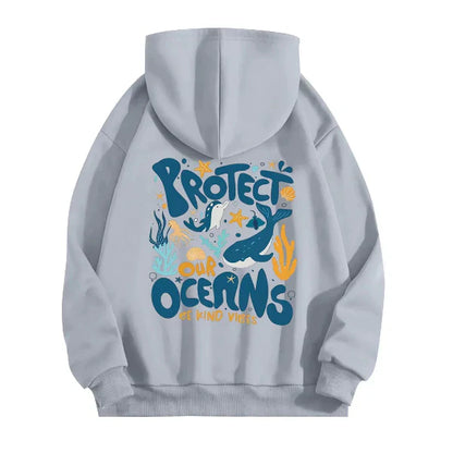 Relaxed Fit Women's Hoodie with Graphic Back Print