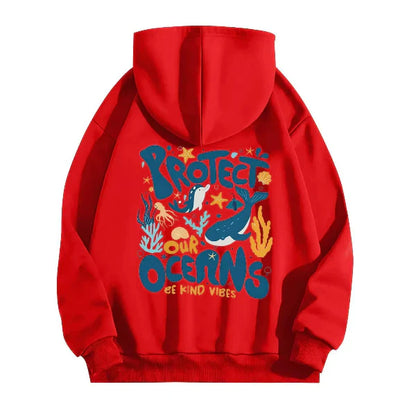 Relaxed Fit Women's Hoodie with Graphic Back Print