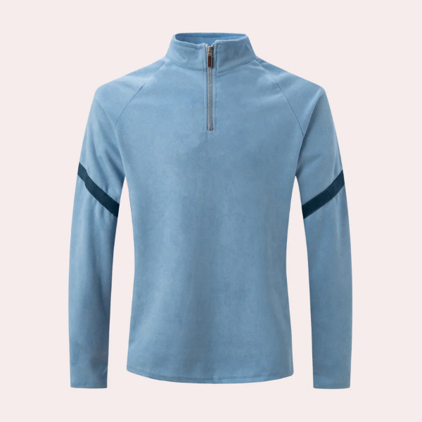 Casual Men's Pullover Sweater with Striped Arms