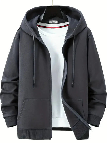 Casual Men's Zip Up Hooded Sweatshirt