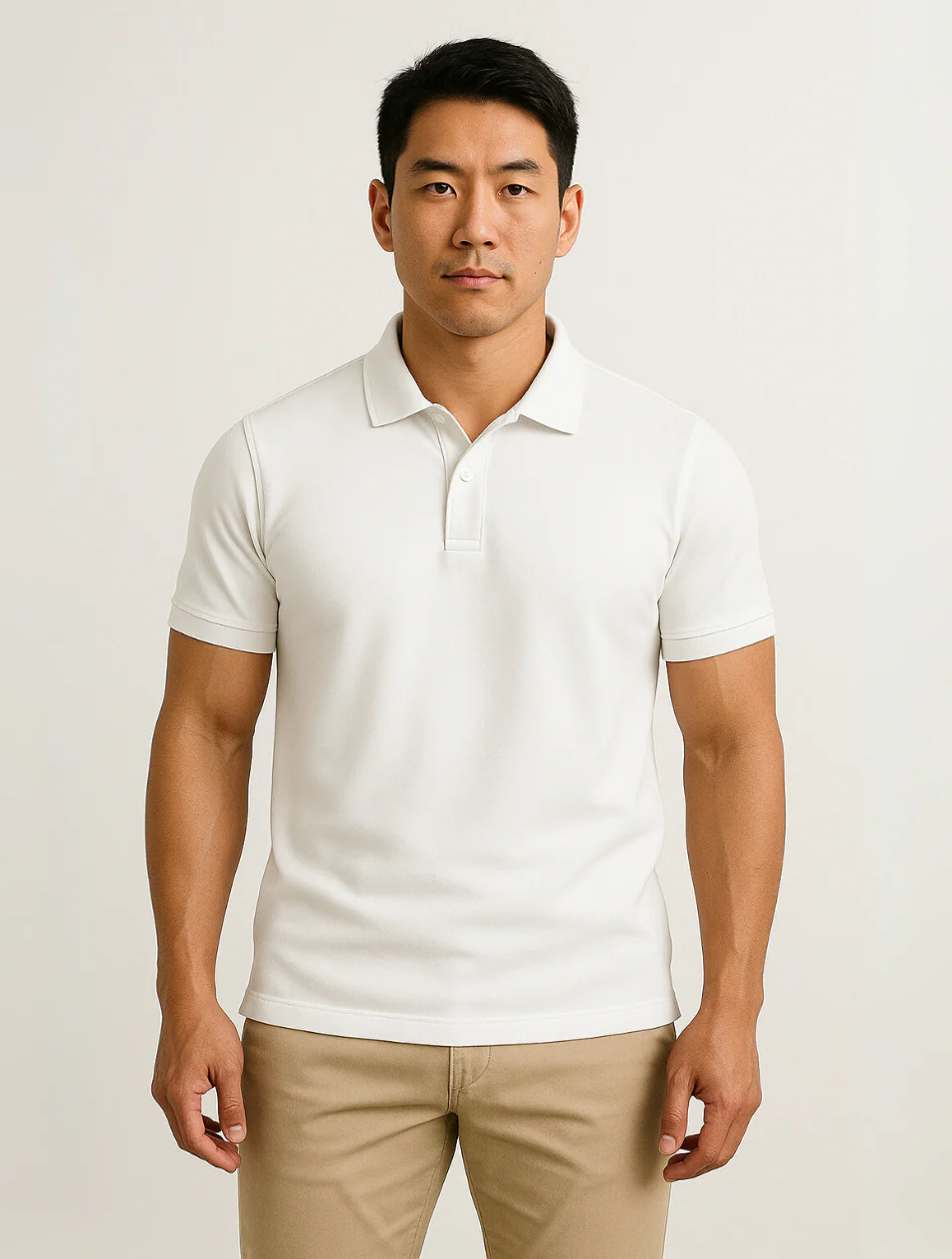 Classic White Mens Polo Shirt - Elegant Preppy Style