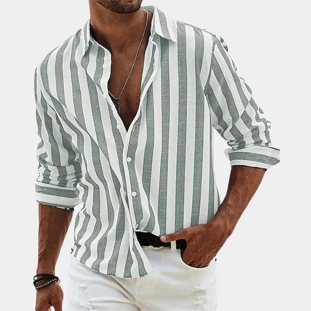 Classic Cotton Stripe Mens Shirt