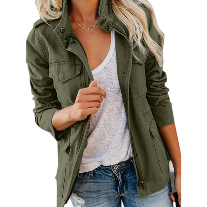 Casual Women's Utility Jacket with Zipper Closure - Nocini