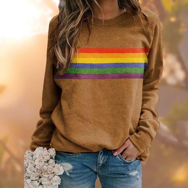 Casual Striped Crew Neck Women's Sweater