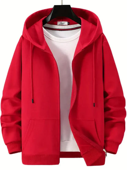 Casual Men's Zip Up Hooded Sweatshirt