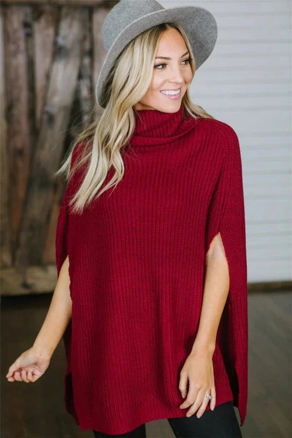 Cozy Oversized Women's Knit Poncho Sweater