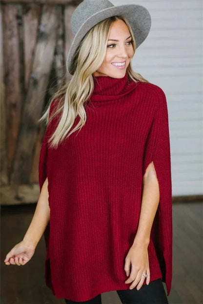 Cozy Oversized Women's Knit Poncho Sweater