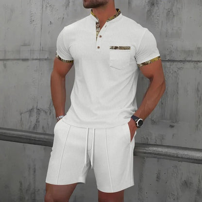 Men's Casual Short Sleeve Shirt and Shorts Set