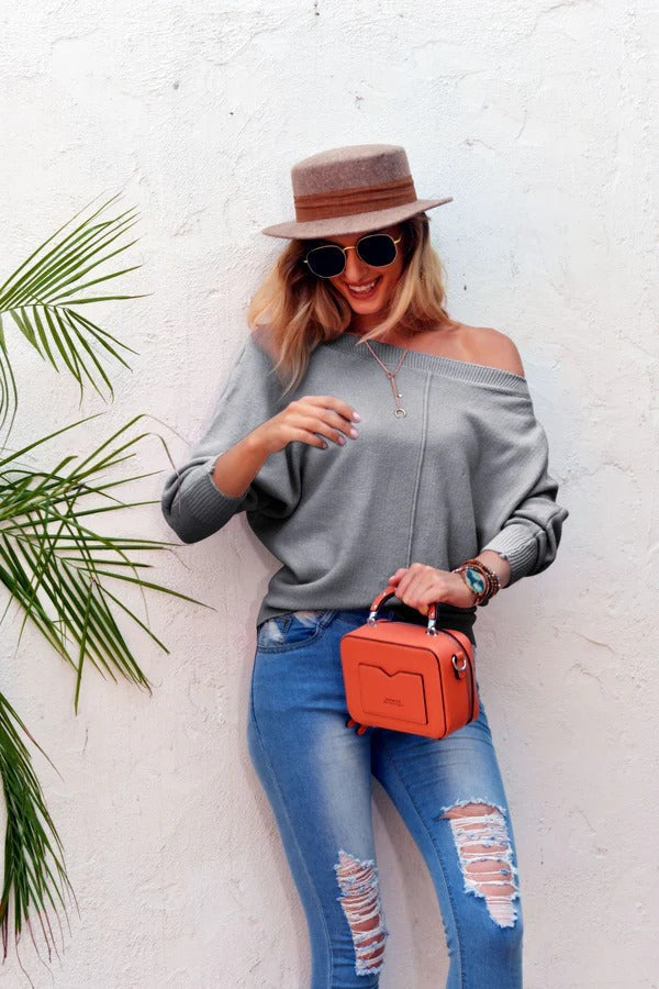 Cozy Women's Oversized Off Shoulder Wool Sweater