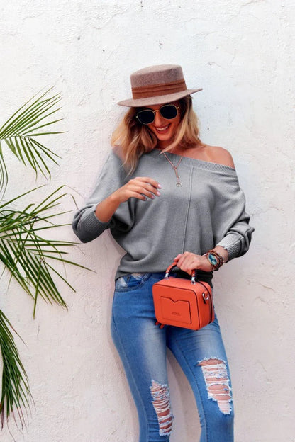 Cozy Women's Oversized Off Shoulder Wool Sweater