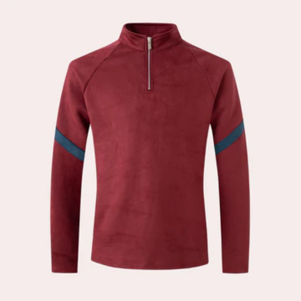 Casual Men's Pullover Sweater with Striped Arms