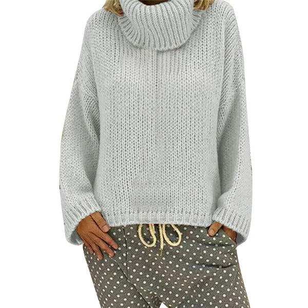 Cozy Oversized Women's Sweater with High Neck