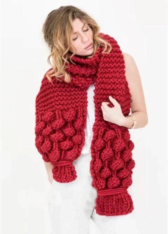 Cozy Large Wool Cable Knit Women's Scarf