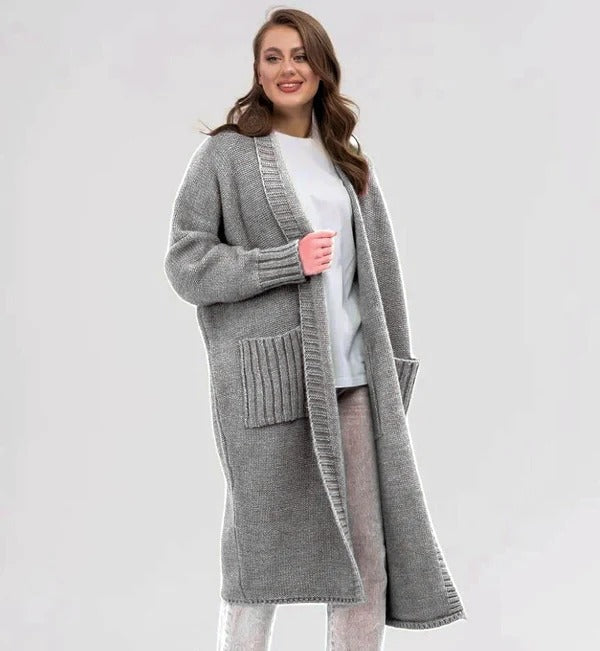 Cozy Women's Long Cardigan with Big Pockets - Nocini