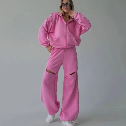 Comfy Women's Lounge Set - Zip Hoodie and Joggers - Nocini